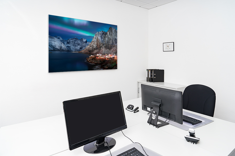 Artikelbild Absorberbild - Polarlichter über der Stadt 50x50x5,5cm