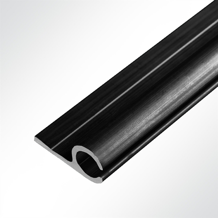 Kederschiene Kederleiste Aluminium 0° schwarz RAL 9005 für 5-9mm Keder