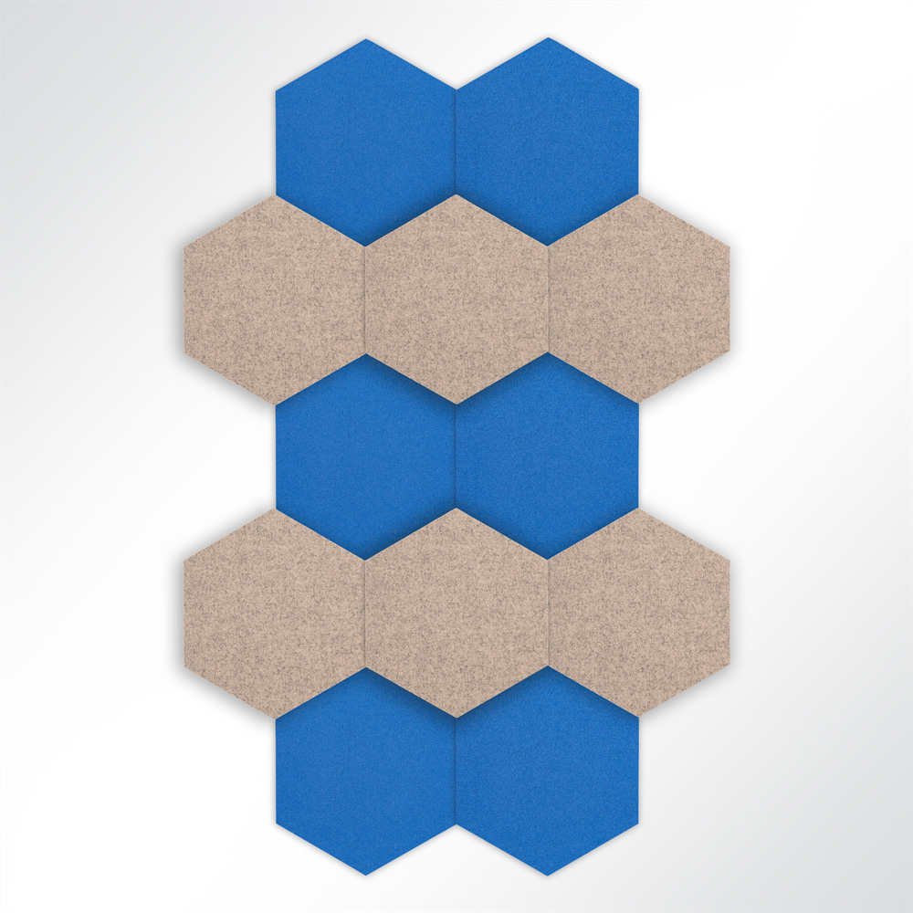 Artikelbild QP Schallabsorber Basotect® Hexagon-Set 12-teilig à 580mm Braun, Blau