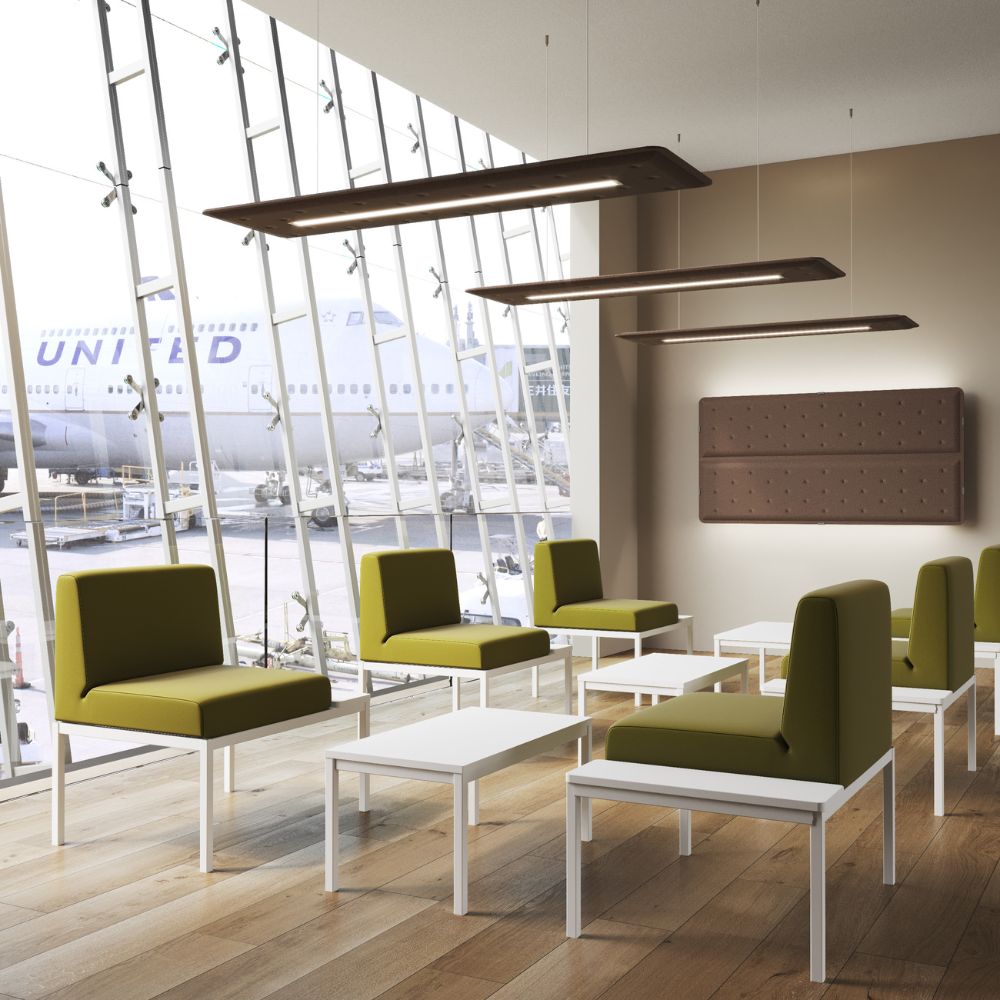 Artikelbild QP Flat Single Akustikpaneele 140x40cm 4000K LED 28 Watt Licht und Abhängeset Rot 0231 28 Watt