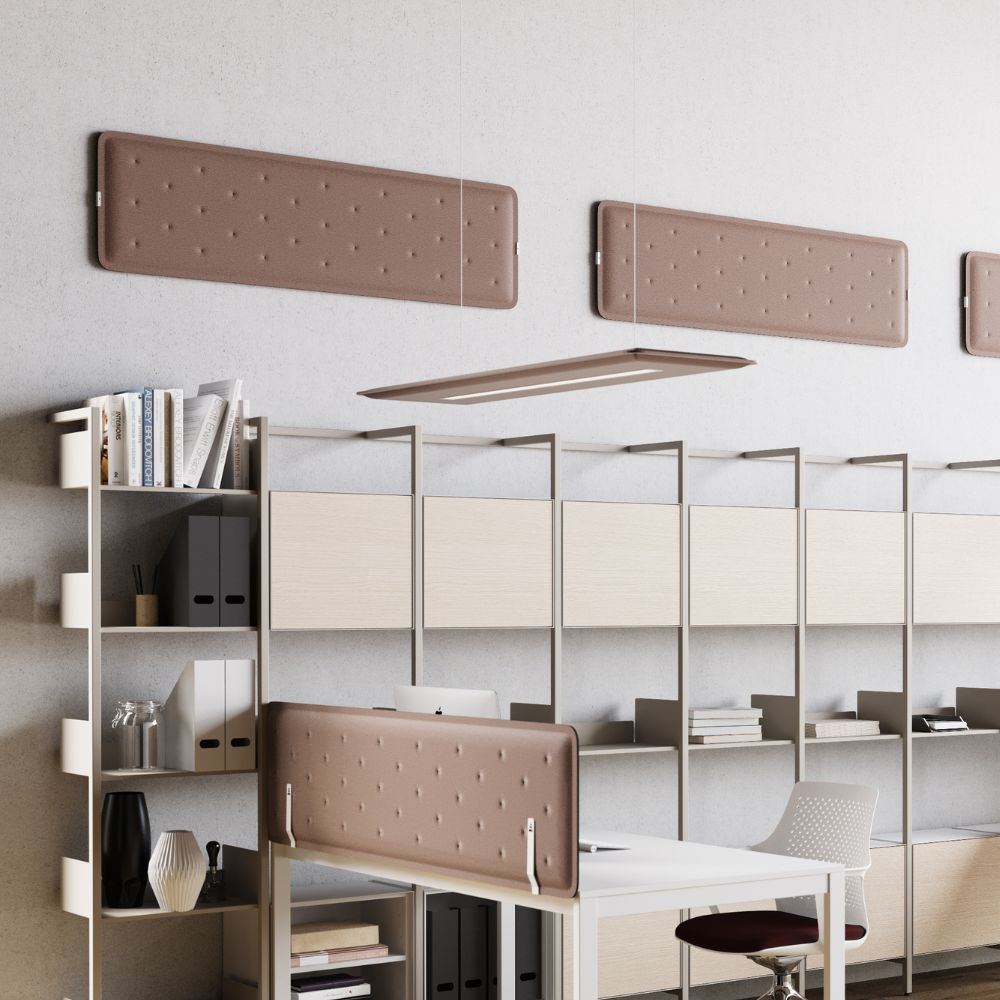 Artikelbild QP Flat Single Akustikpaneele 140x40cm 4000K LED 28 Watt Licht und Abhängeset Rot 0231 28 Watt