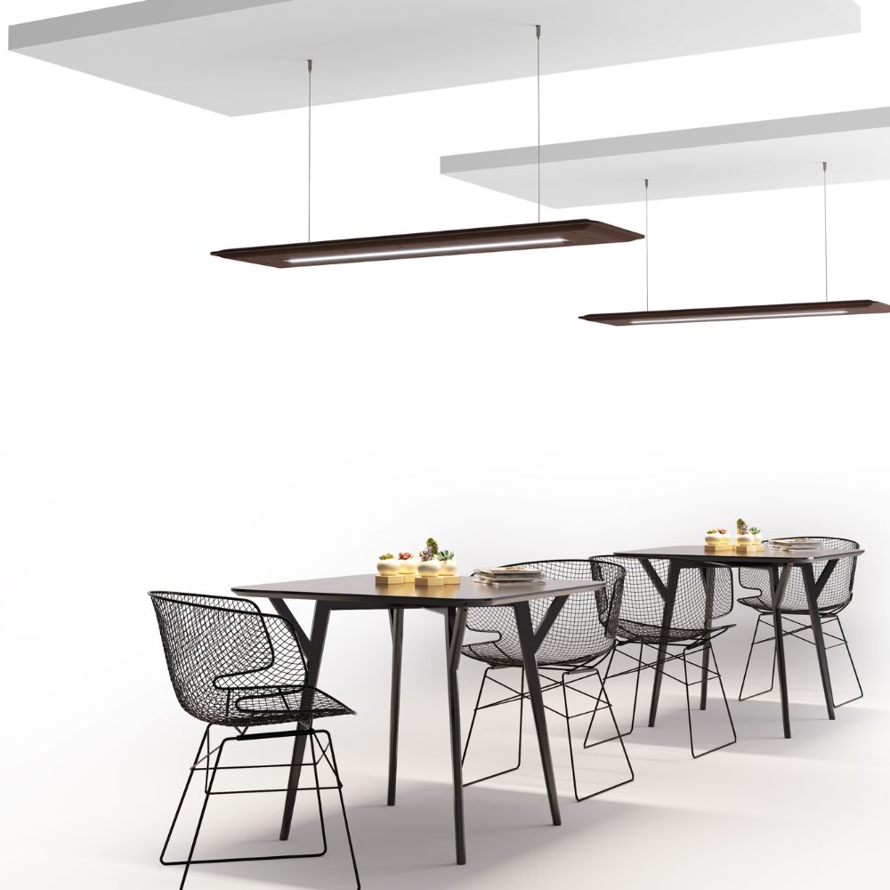 Artikelbild QP Flat Single Akustikpaneele 140x40cm 4000K LED 28 Watt Licht und Abhängeset Rot 0231 28 Watt