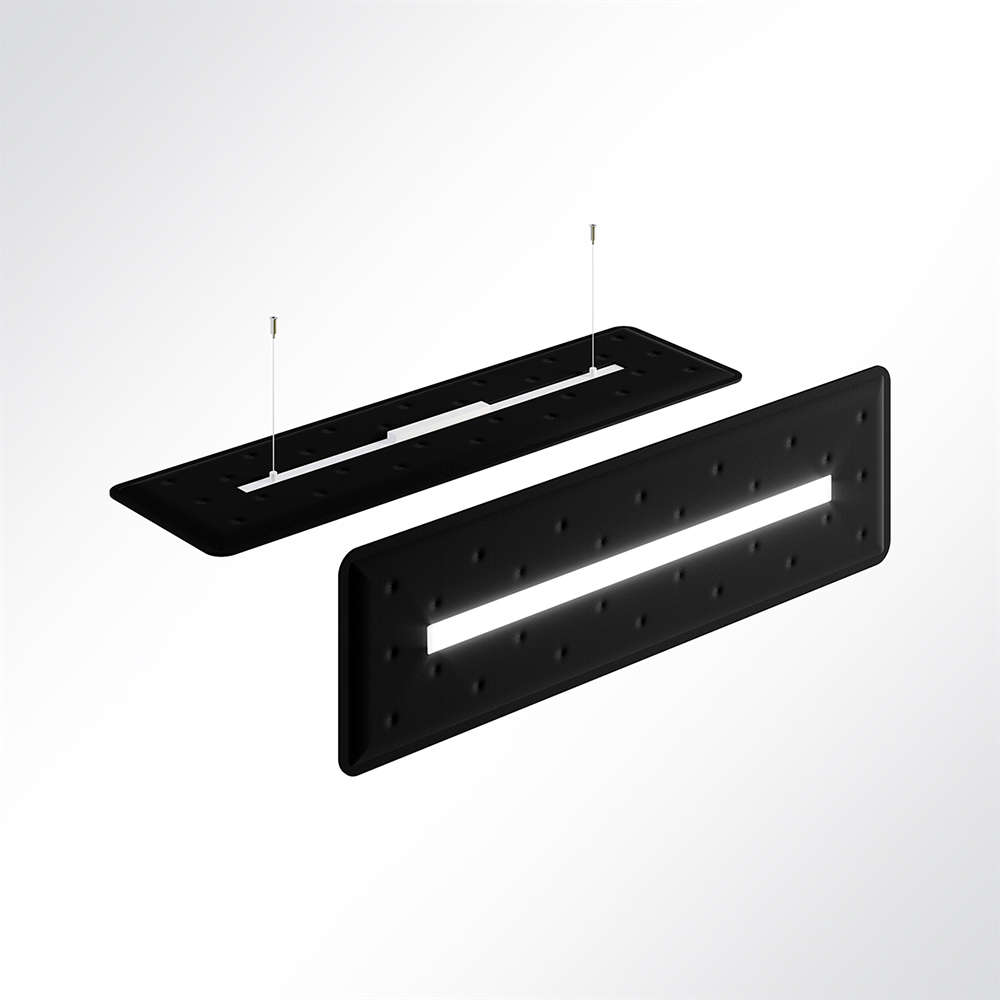 Artikelbild QP Flat Single Akustikpaneele 140x40cm 4000K LED 28 Watt Licht und Abhängeset Schwarz 0651 28 Watt