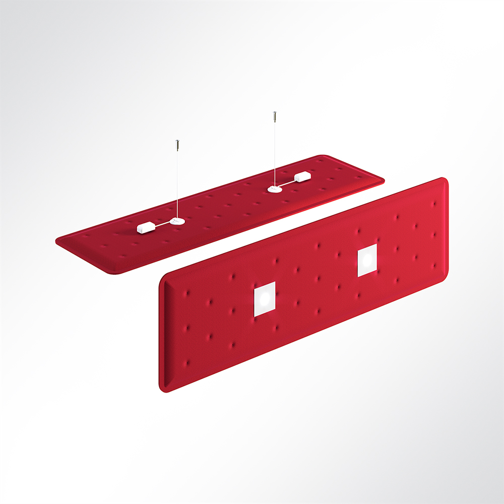 Artikelbild QP Flat Single Akustikpaneele 140x40cm 2 x 4000K 14 Watt LED Spot und Abhängeset Rot 0231 14 Watt