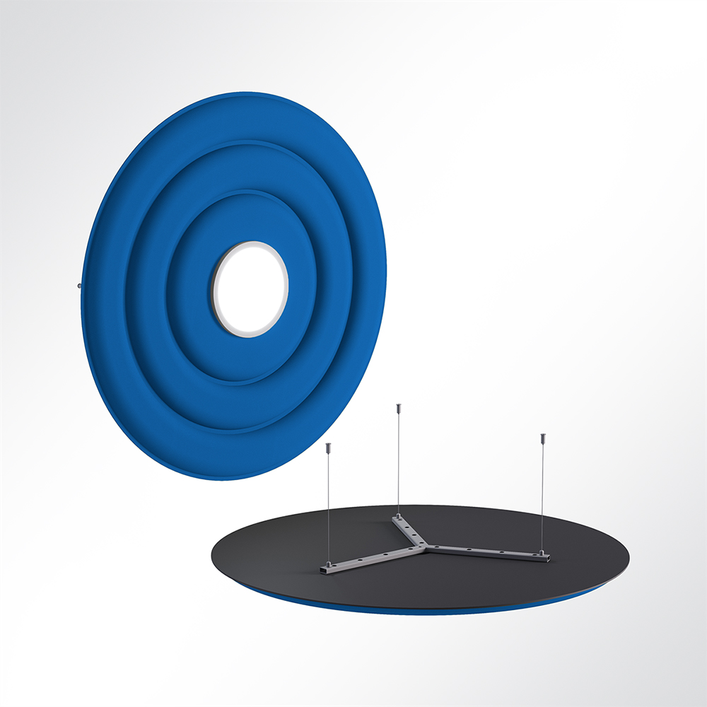 Artikelbild QP Circle Akustikpaneele Ø120cm 4000K 28 Watt LED Spot und Abhängeset Blau 0331 28 Watt