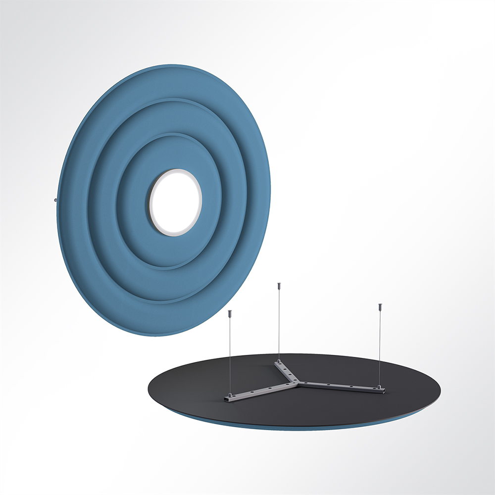 Artikelbild QP Circle Akustikpaneele Ø120cm 4000K 28 Watt LED Spot und Abhängeset Hellblau 0379 28 Watt