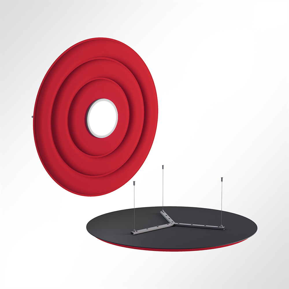 Artikelbild QP Circle Akustikpaneele Ø120cm 4000K 28 Watt LED Spot und Abhängeset Rot 0231 28 Watt