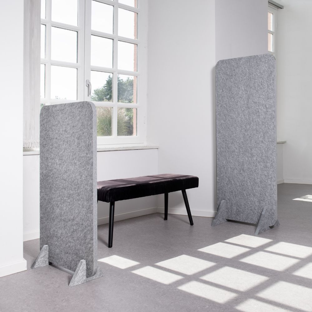 Artikelbild QP Akustik Trennwand Büro freistehend bluefiber tec based B1 silbergrau 600x1500mm