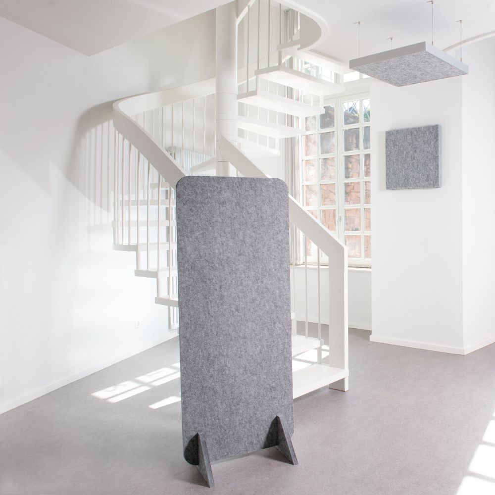 Artikelbild QP Akustik Trennwand Büro freistehend bluefiber tec based B1 silbergrau 600x1500mm