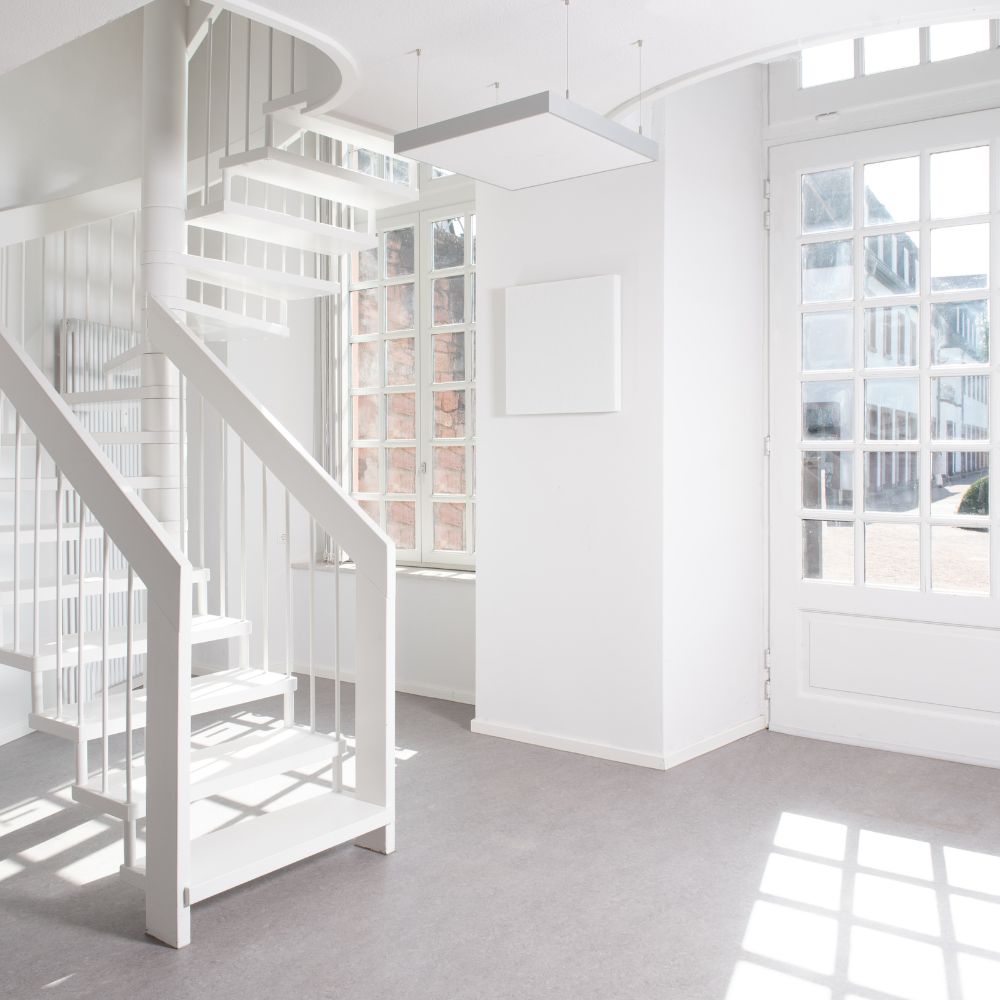 Artikelbild QP Akustikpaneele Schallabsorber Deckensegel mit Alu-Rahmen bluefiber tec based B1 2500g/m² weiß 620x625x50mm