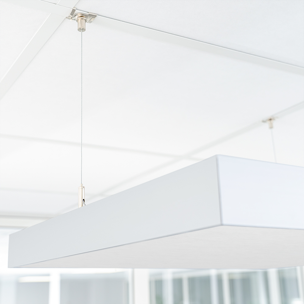 Artikelbild QP Akustikpaneele Schallabsorber Deckensegel mit Alu-Rahmen bluefiber tec based B1 2500g/m² weiß 620x625x50mm