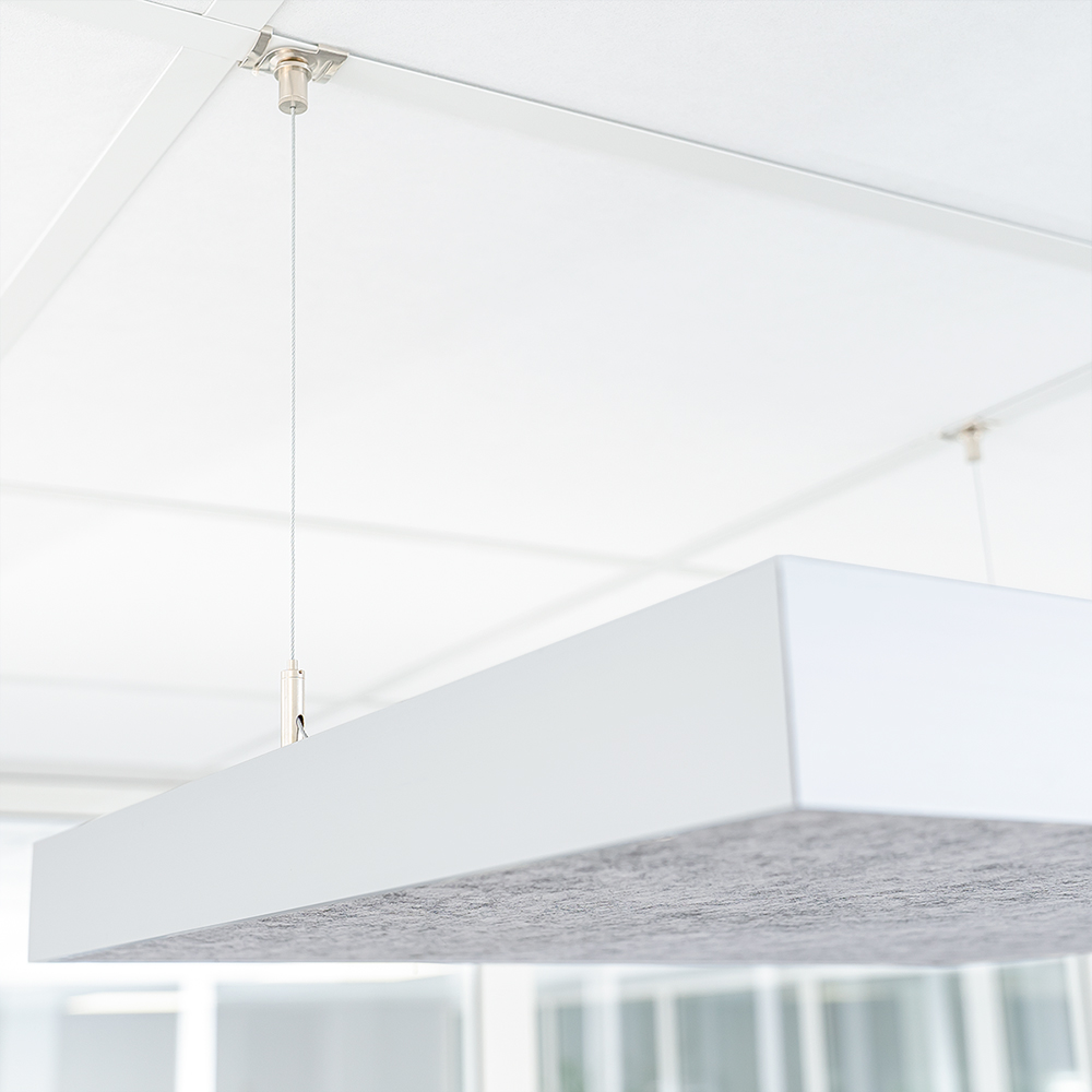 Artikelbild QP Akustikpaneele Schallabsorber Deckensegel mit Alu-Rahmen bluefiber tec based B1 2500g/m² grau 620x625x50mm