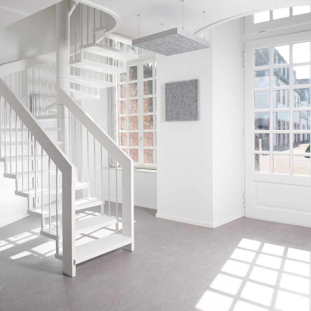 Artikelbild QP Akustikpaneele Schallabsorber Deckensegel mit Alu-Rahmen bluefiber tec based B1 2500g/m² grau 620x625x50mm