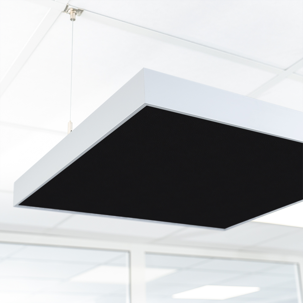 Artikelbild QP Akustikpaneele Schallabsorber Deckensegel mit Alu-Rahmen bluefiber tec based B1 2500g/m² schwarz 620x625x50mm
