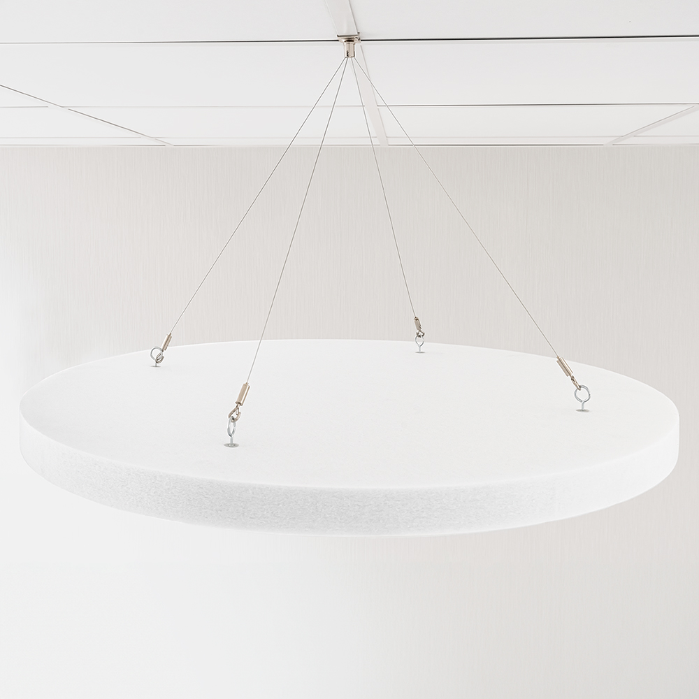 Artikelbild QP Schallabsorber-Kreis rund aus 100% recyclebarem PET in weiß D: 600mm inkl. Abhängeset