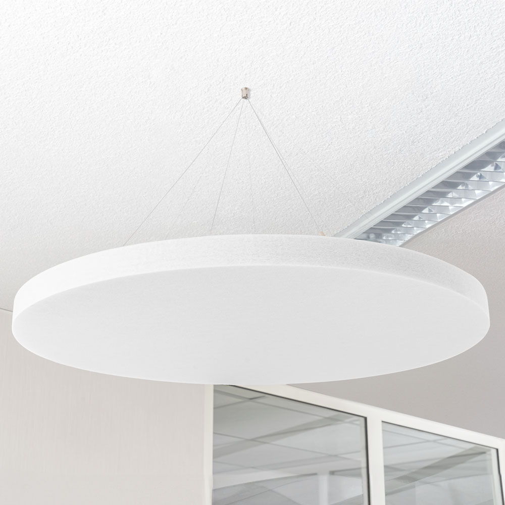 Artikelbild QP Schallabsorber-Kreis rund aus 100% recyclebarem PET in weiß D: 600mm inkl. Abhängeset