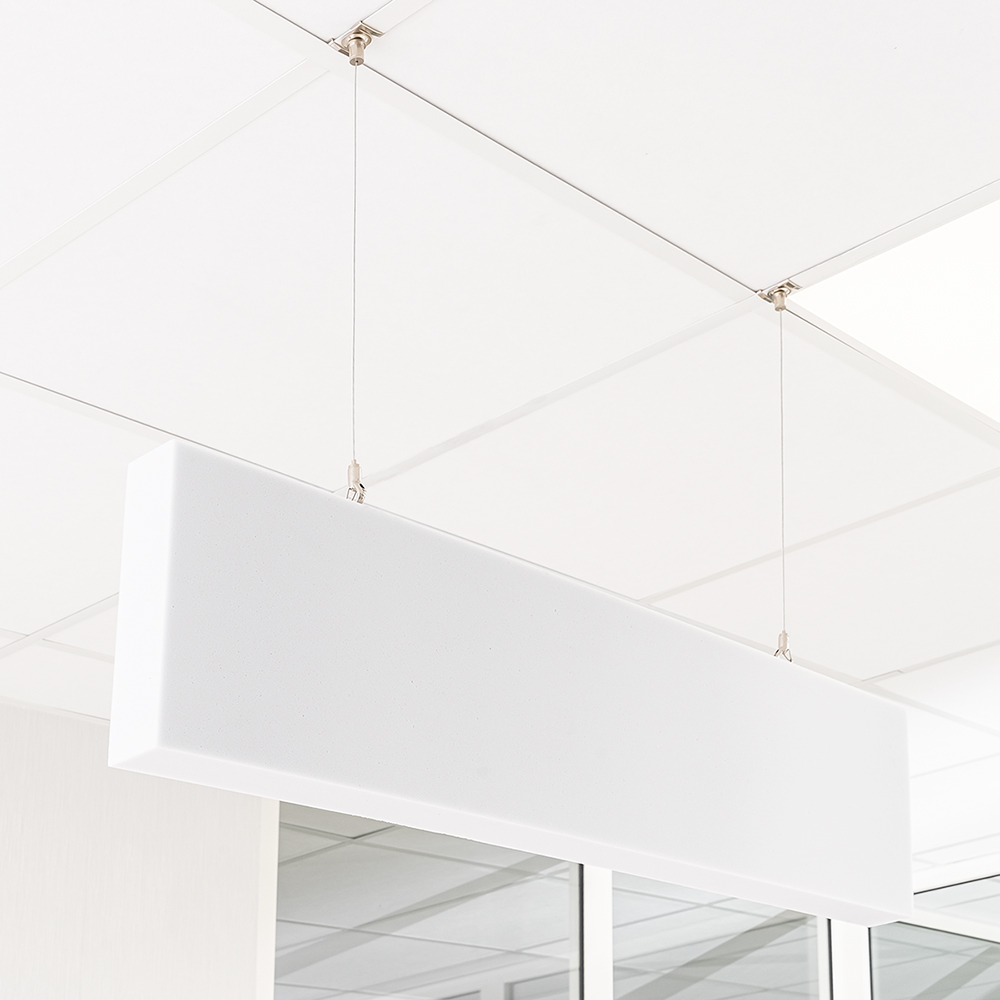 Artikelbild QP Basotect® Schallabsorber 1000x250x50cm Baffel weiß mit Abhängeset Schallschutz Schalldämmung