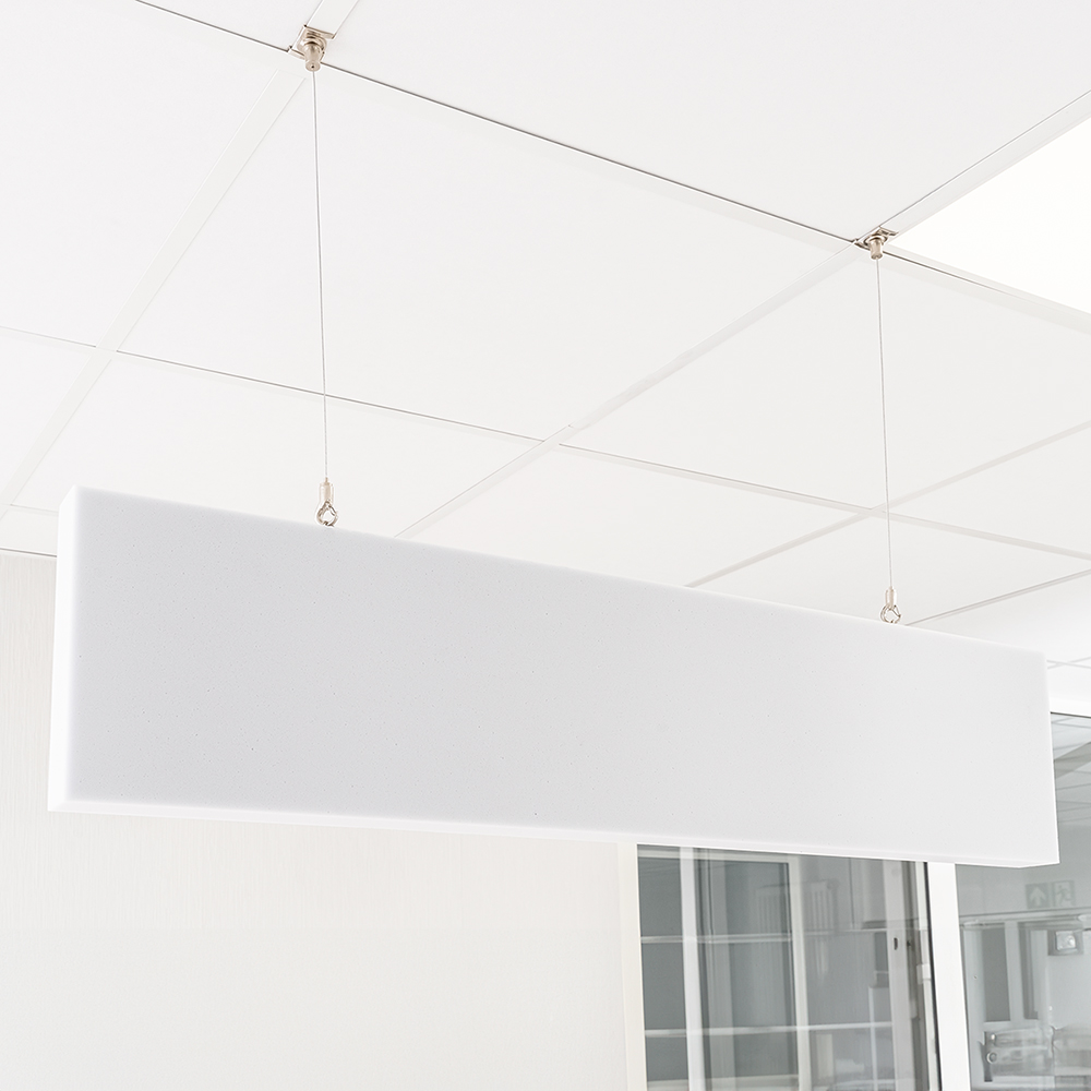 Artikelbild QP Basotect® Schallabsorber 1000x250x50cm Baffel weiß mit Abhängeset Schallschutz Schalldämmung