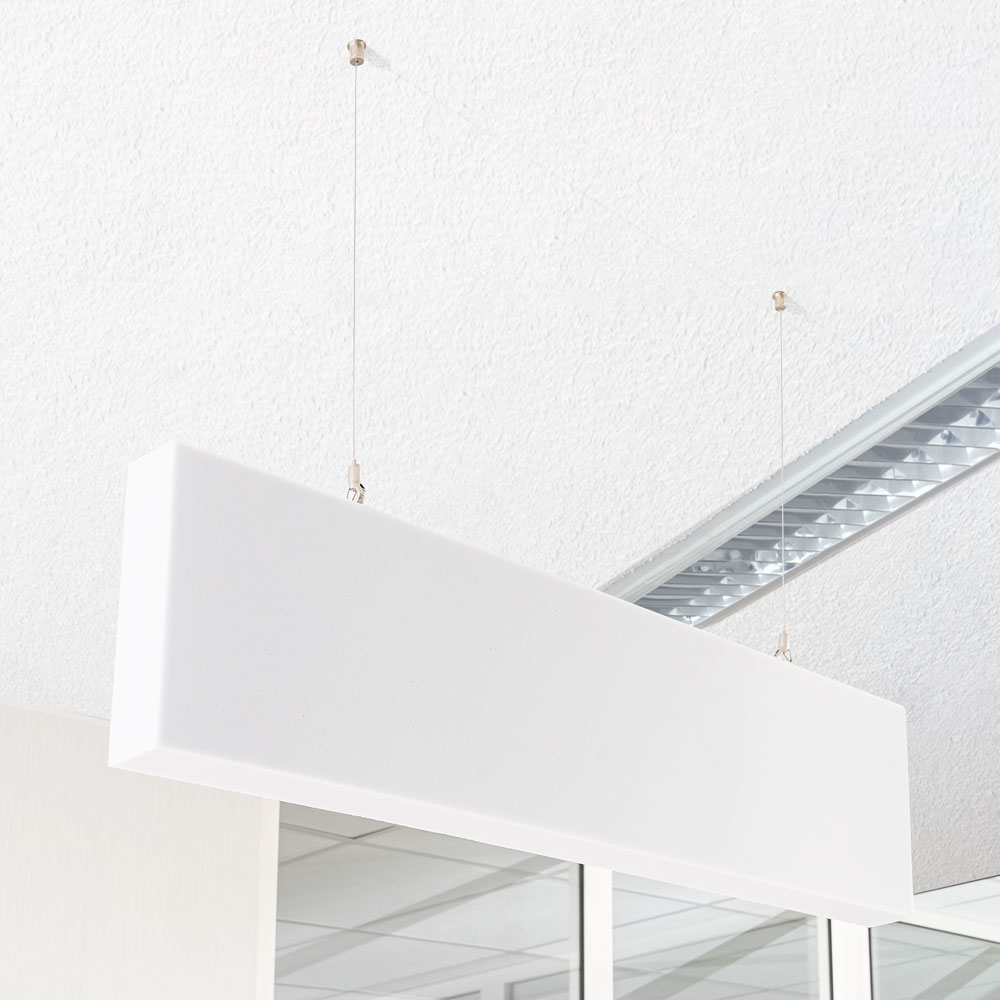 Artikelbild QP Basotect® Schallabsorber 1000x250x50cm Baffel weiß mit Abhängeset Schallschutz Schalldämmung