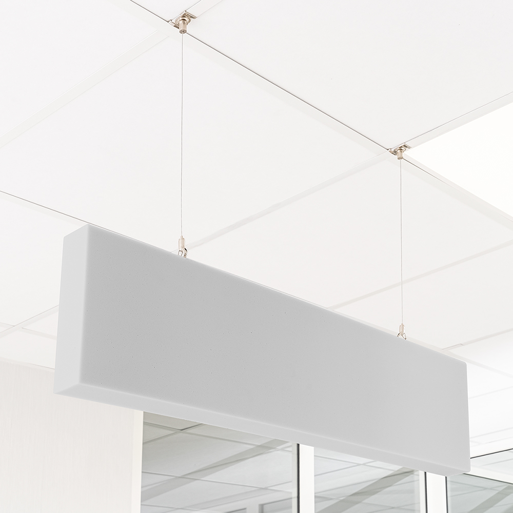Artikelbild QP Basotect® Schallabsorber 1000x250x50cm Baffel grau mit Abhängeset Schallschutz Schalldämmung
