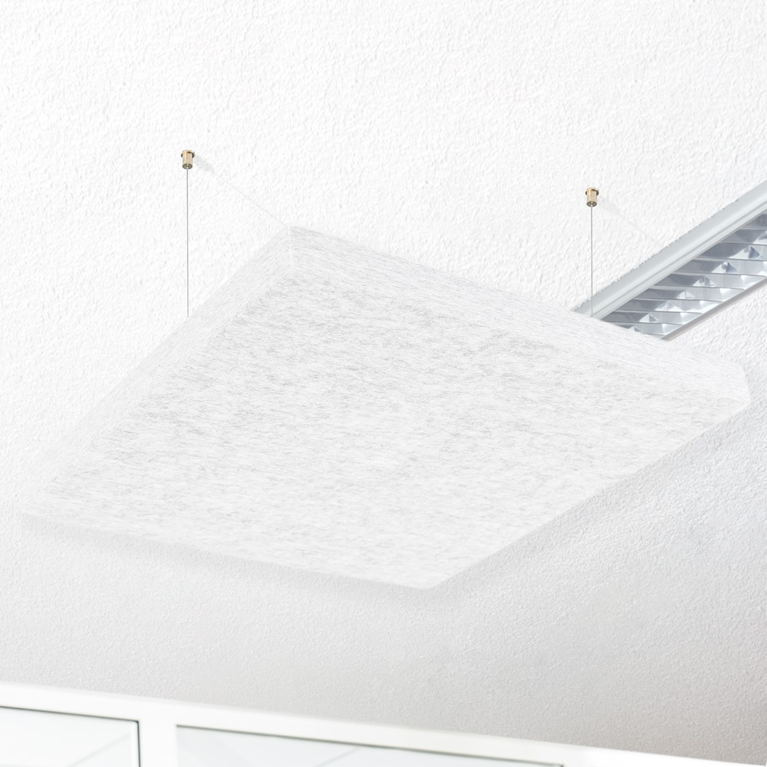 Artikelbild QP Akustikpaneele Schallabsorber Deckensegel bluefiber tec based B1 2500g/m² hellgrau marmor 620x625x50mm