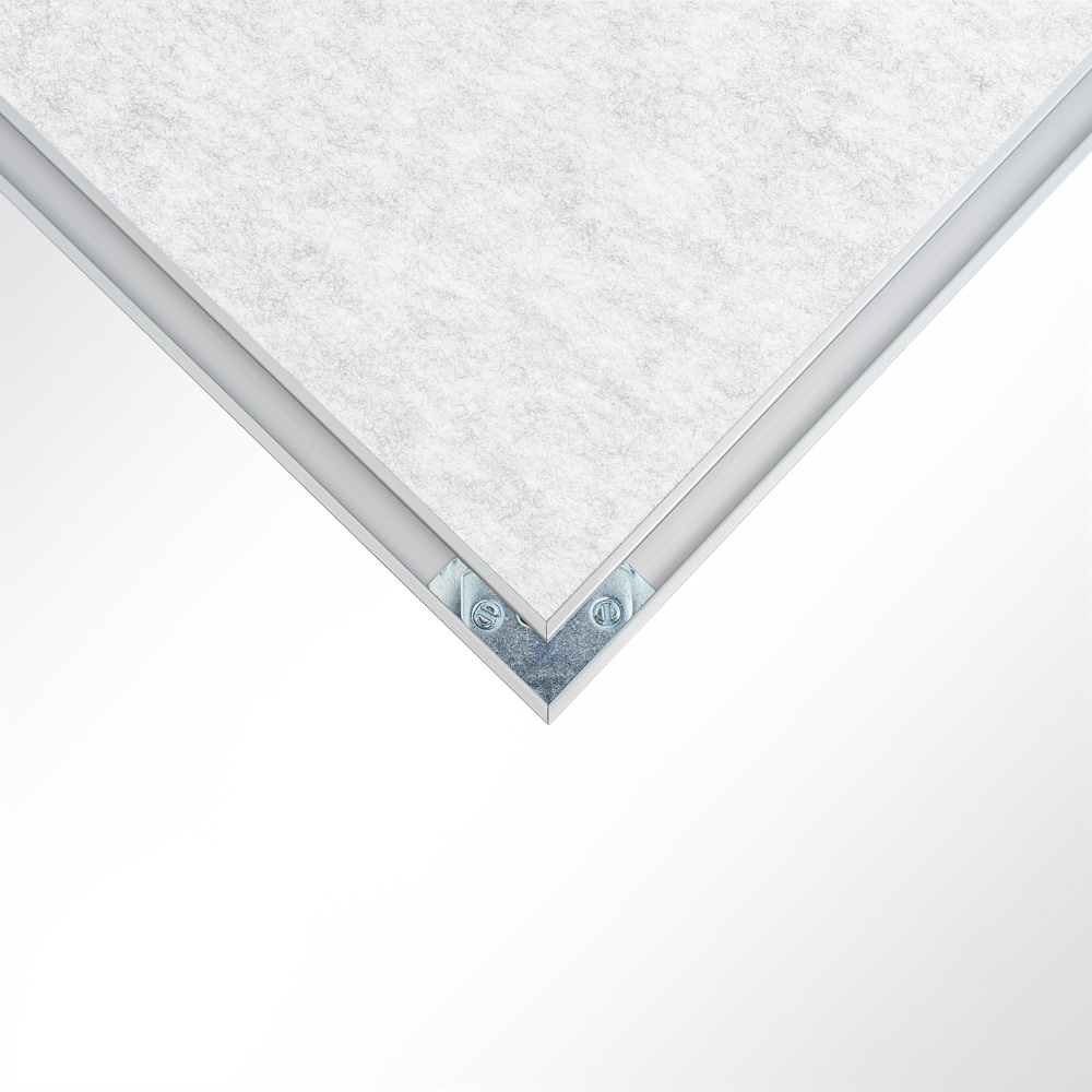 Artikelbild QP Akustikpaneele Schallabsorber Deckensegel mit Alu-Rahmen bluefiber tec based B1 2500g/m² hellgrau marmor 620x625x50mm