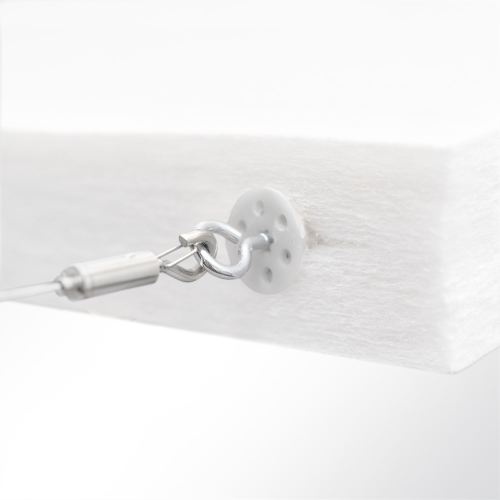 Artikelbild QP Akustik Baffeln PET Vlies 2500g/m² inkl. Abhängeset weiß 250x620x50mm weiß