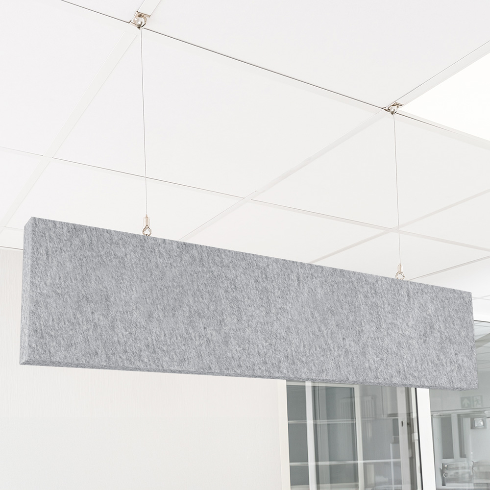 Artikelbild QP Akustik Baffeln PET Vlies 2500g/m² inkl. Abhängeset grau 250x620x50mm grau