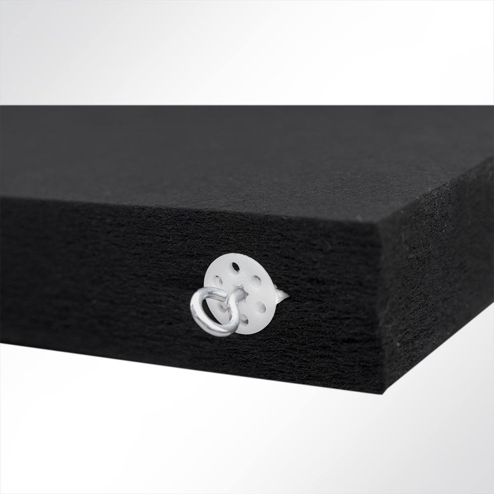 Artikelbild QP Akustik Baffeln PET Vlies 2500g/m² inkl. Abhängeset schwarz 250x620x50mm schwarz