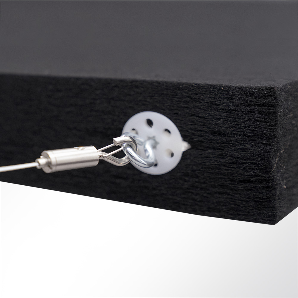 Artikelbild QP Akustik Baffeln PET Vlies 2500g/m² inkl. Abhängeset schwarz 250x620x50mm schwarz