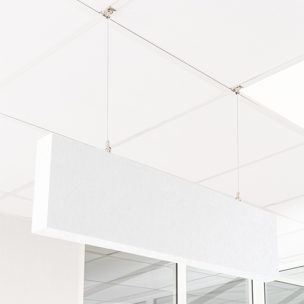 Artikelbild QP Akustik Baffeln PET Vlies 1250g/m² inkl. Abhängeset weiß 250x620x25mm weiß