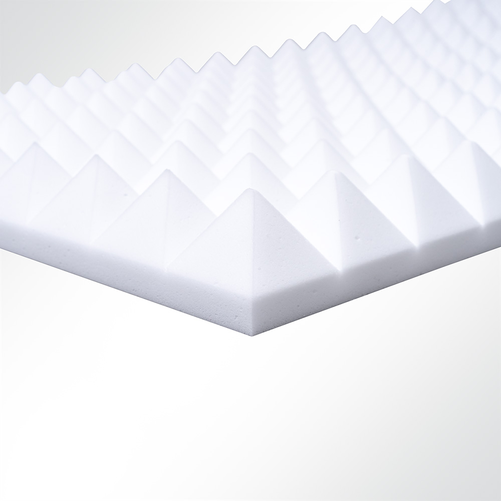 Artikelbild Basotect® Pyramidenschaum Noppenschaum weiß 1000x500x30mm Schallabsorber Schallschutz Schalldämmung für Wand und Decke