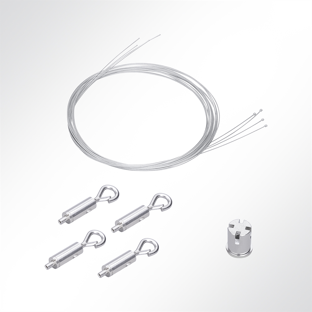 Artikelbild QP Einfaches Abhängeset mit Gripper-Karabinerhaken, Seil, Deckenbefestigung