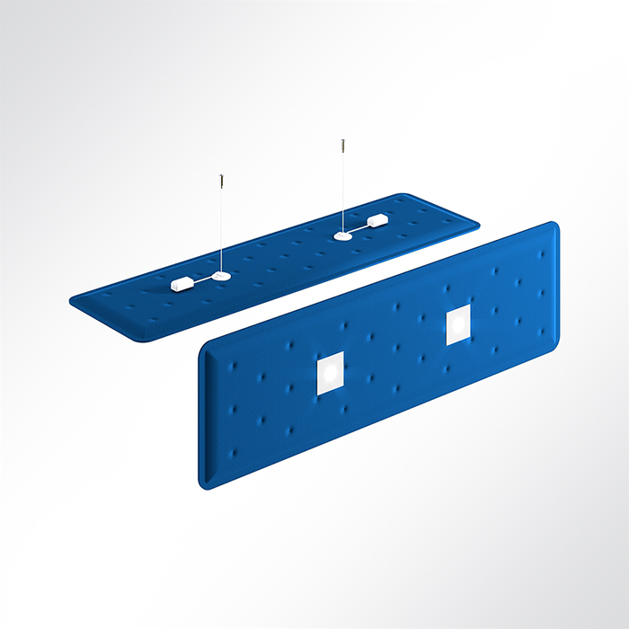 QP Flat Single Akustikpaneele 140x40cm 2 x 4000K 14 Watt LED Spot und Abhängeset Blau 0331 14 Watt
