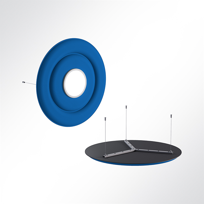 QP Circle Akustikpaneele Ø90cm 4000K 28 Watt LED Spot und Abhängeset Blau 0331 28 Watt