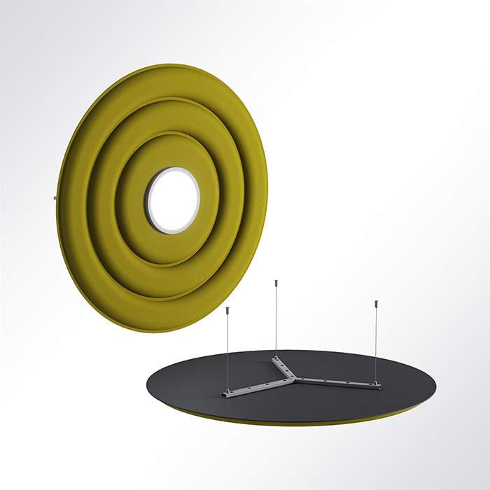 QP Circle Akustikpaneele Ø120cm 4000K 28 Watt LED Spot und Abhängeset Maigrün 0426 28 Watt