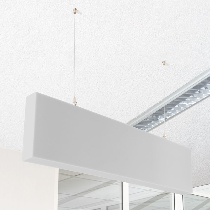 QP Basotect® Schallabsorber 1000x250x50cm Baffel grau mit Abhängeset Schallschutz Schalldämmung