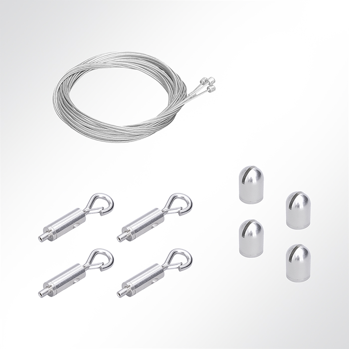 QP Vierfaches Abhängeset mit Gripper-Karabinerhaken, Seil, Deckenbefestigung