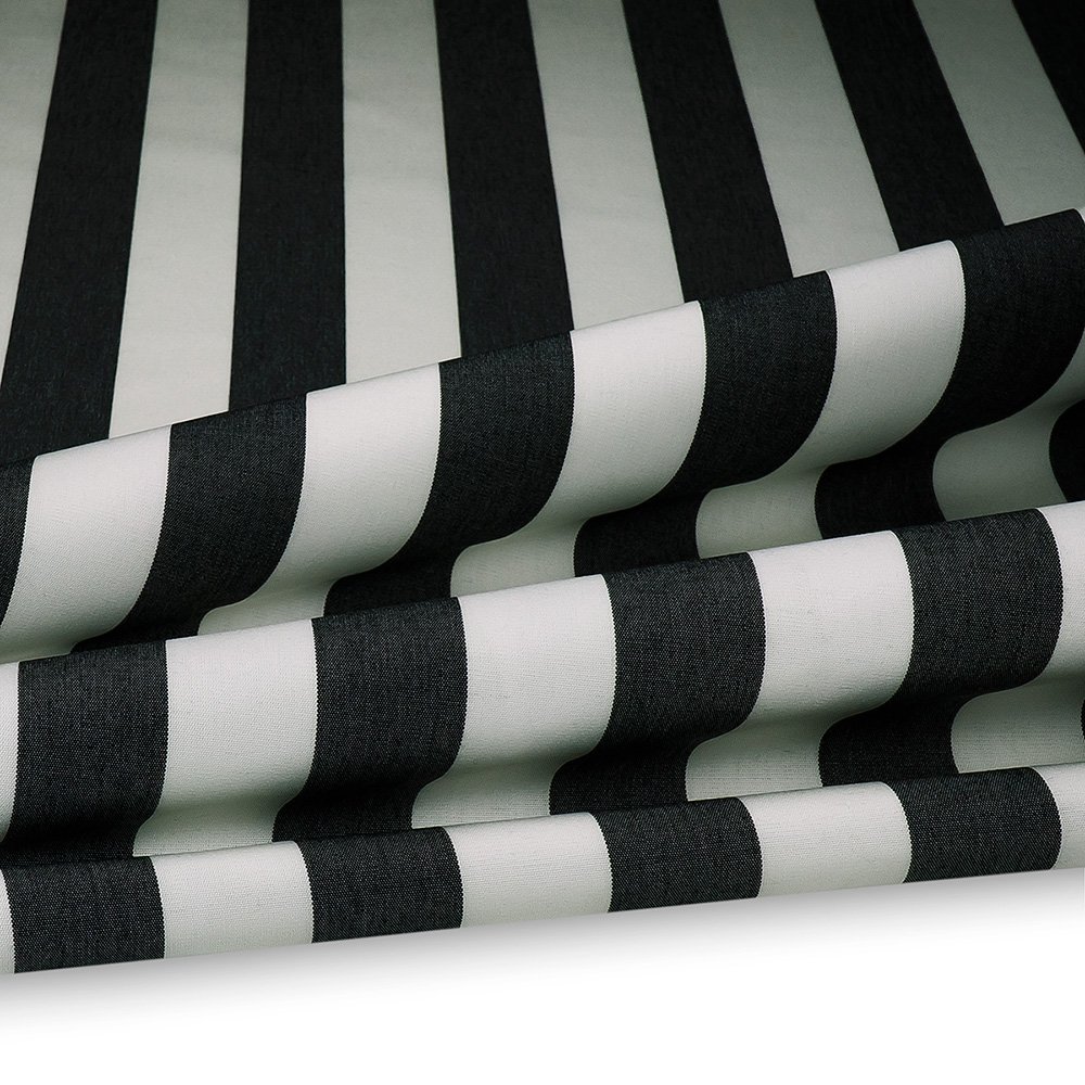 Artikelbild Outdoor Polsterstoff Streifen 5cm für Gartenmöbel, Kissen Breite 160cm 240g/m² Weiss/Schwarz