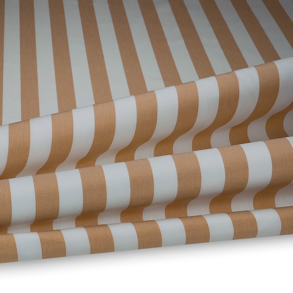 Artikelbild Outdoor Polsterstoff Streifen 3cm für Gartenmöbel, Kissen Breite 160cm 240g/m² Weiss/Beige
