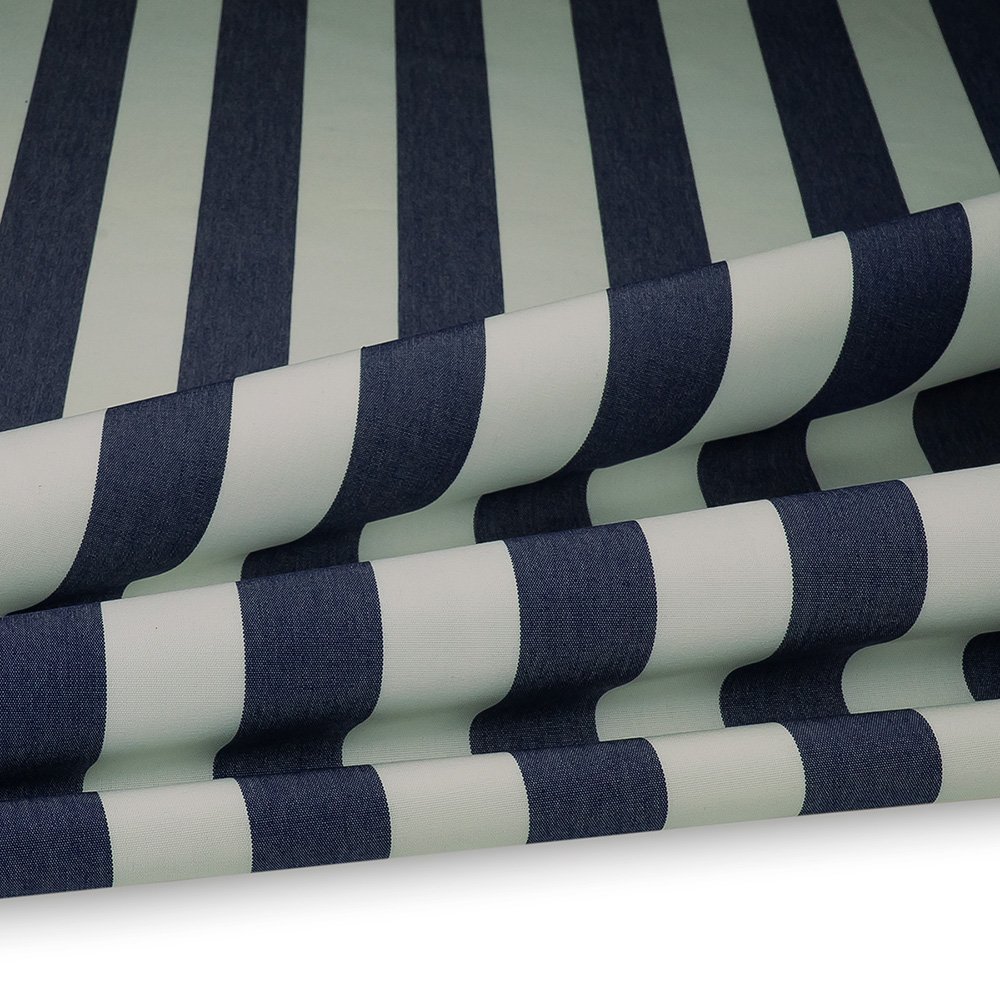 Artikelbild Outdoor Polsterstoff Streifen 5cm für Gartenmöbel, Kissen Breite 160cm 240g/m² Weiss/Blau