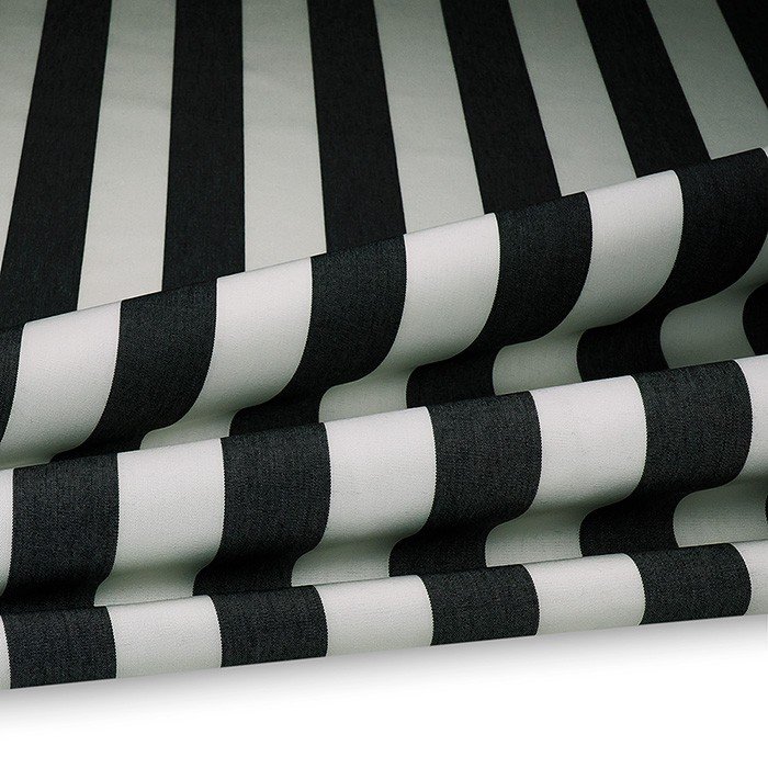 Outdoor Polsterstoff Streifen 5cm für Gartenmöbel, Kissen Breite 160cm 240g/m² Weiss/Schwarz