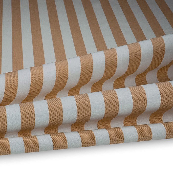 Outdoor Polsterstoff Streifen 3cm für Gartenmöbel, Kissen Breite 160cm 240g/m² Weiss/Beige