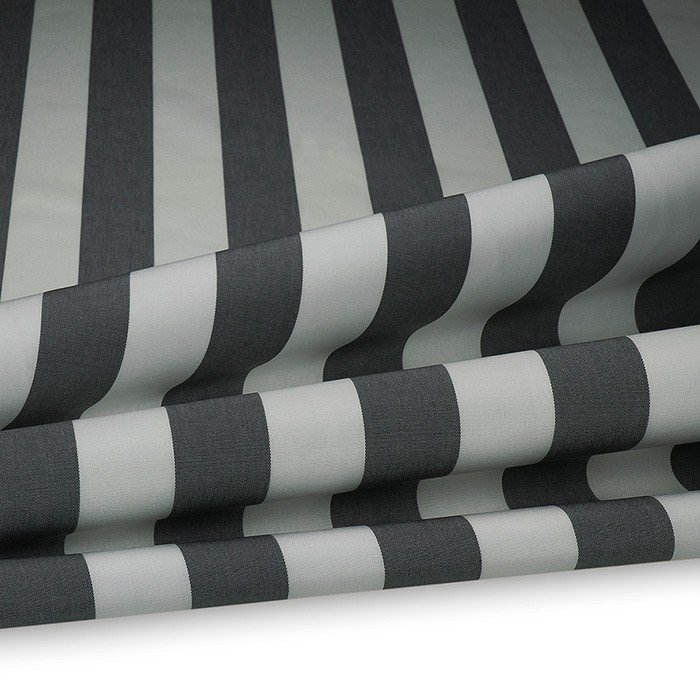 Outdoor Polsterstoff Streifen 5cm für Gartenmöbel, Kissen Breite 160cm 240g/m² Weiss/Grau