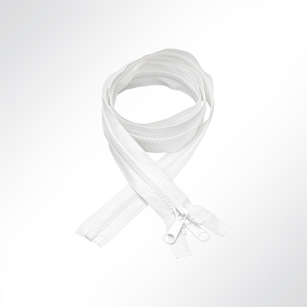 Artikelbild Zahnreißverschluss teilbar zum Nähen Zahnbreite 8mm mit Doppelschieber weiß L: 150cm