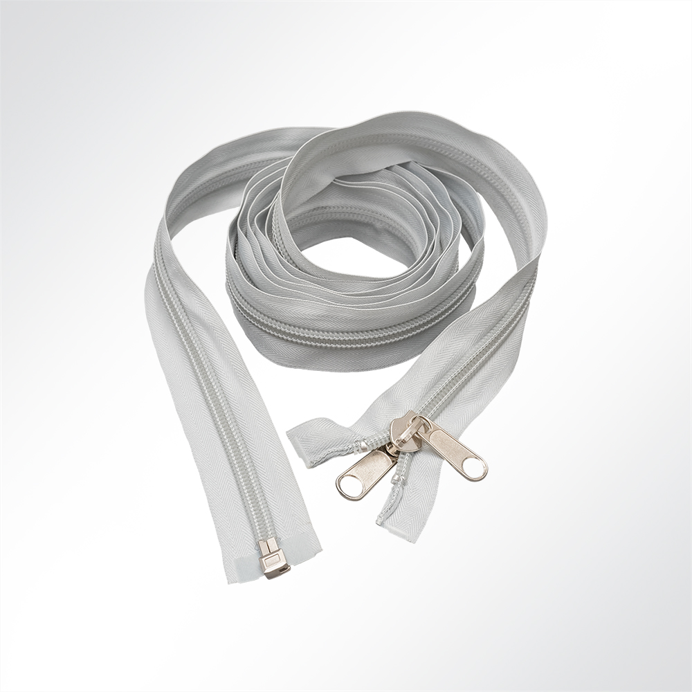 Artikelbild Spiralreißverschluss teilbar zum Nähen Spiralbreite 10mm mit Doppelschieber hellgrau L: 250cm