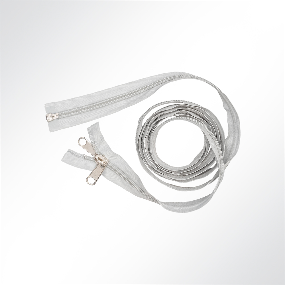 Artikelbild Spiralreißverschluss teilbar zum Nähen Spiralbreite 10mm mit Doppelschieber hellgrau L: 250cm