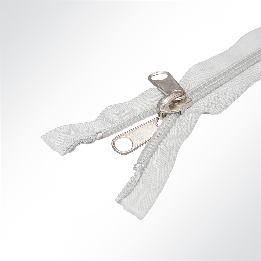 Artikelbild Spiralreißverschluss teilbar zum Nähen Spiralbreite 10mm mit Doppelschieber hellgrau L: 250cm
