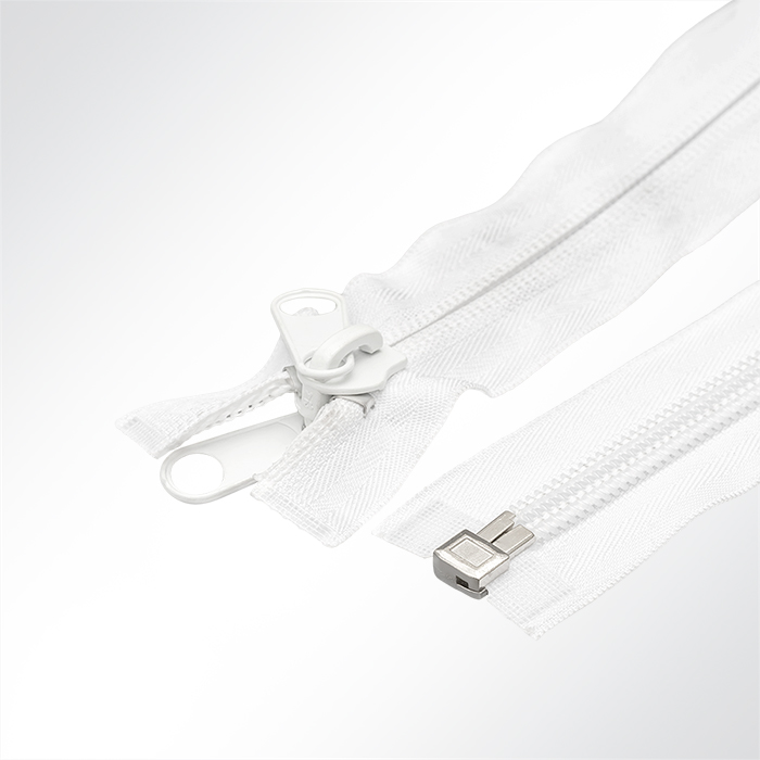 Spiralreißverschluss zum Nähen Spiralbreite 10mm mit Doppelschieber weiß